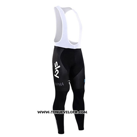 2017 Maillot Ciclismo Sky Champion Espagne Noir Manches Longues et Cuissard
